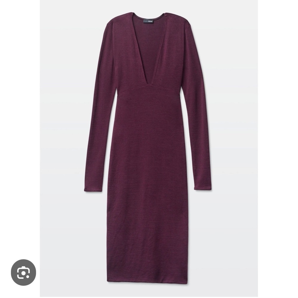 Long sleeve plunging neckline midi dress